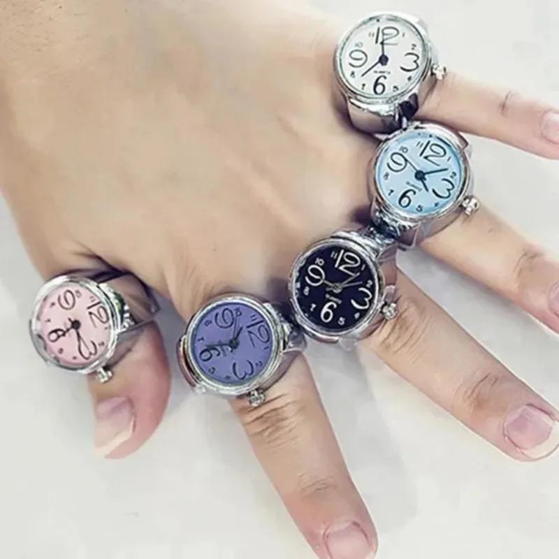 1 Pc Women Men Fashion Mini Ring Watch Vintage Personalized Quartz Finger Watch Rings Jewelry Gifts Accessories