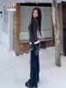 Elegant Grijs Faux Tweestuk Dames T-shirt in Koreaanse Stijl - Herfst/Winter Slankmakend Basislaag Top