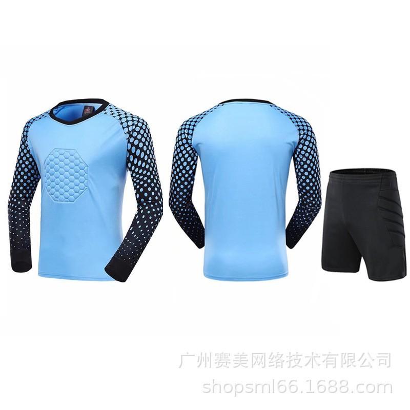 Football Goalkeeper Uniform Set Adult Children Long-sleeved Sponge Pads Match Training Jersey