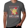 Xmas Ugly Sweater Cat Santa Claws Tshirt No Iron Casual Short Sleeve Top