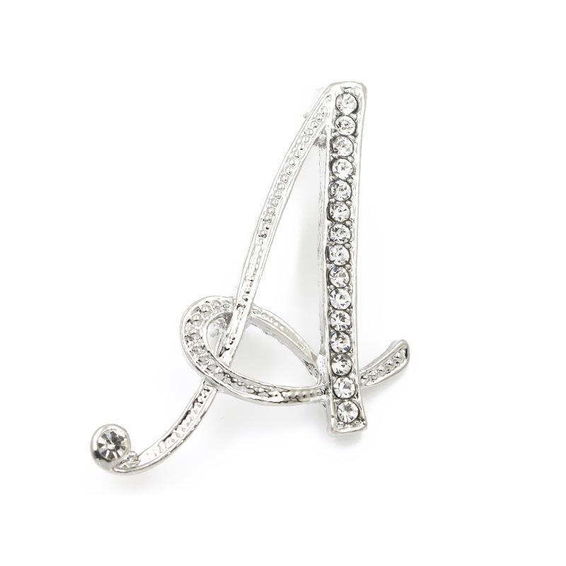 Trendy 26-Letter Rhinestone Brooch Pin - Fashion Accessory for Clothing & Bags