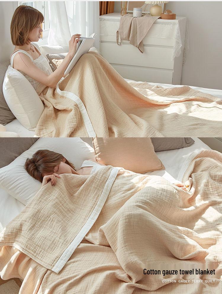 Japanese Four-Layer Cotton Gauze Blanket - Soft & Thick for All Seasons, Single/Double Sizes