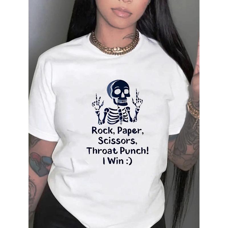 

European size Women s Casual Sport T-shirt, Short SleevesHappy Skull Print, Comfortable Holiday Summer Top 4XL білий