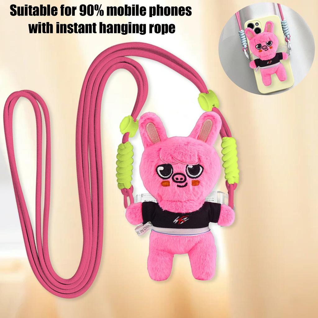 Niedlicher Puppen-Handy-Rückclip mit Hängeseil