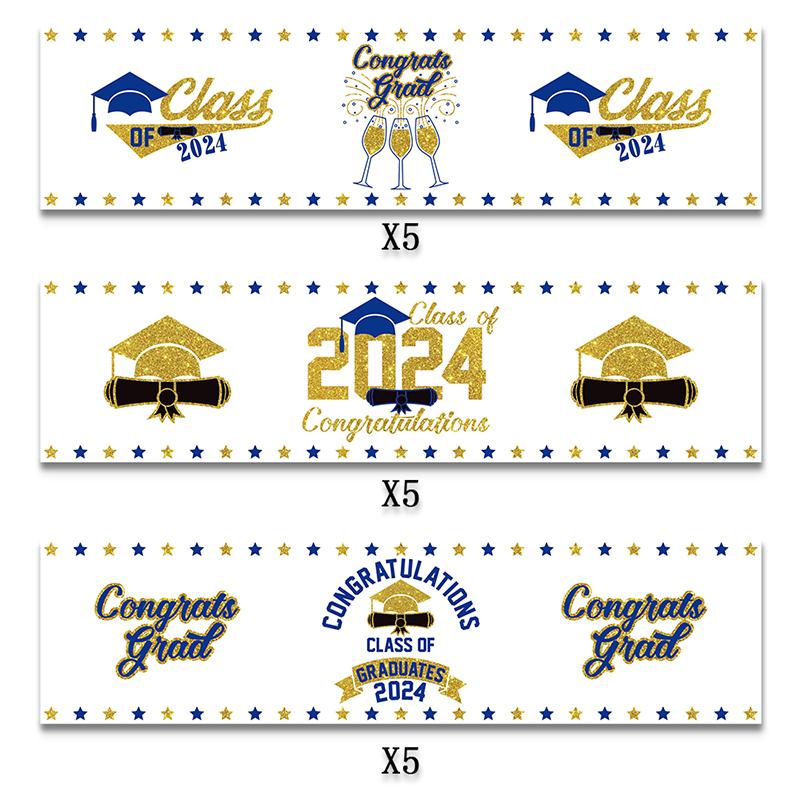 

15 шт. Наклейки на бутылки для тематической вечеринки в честь выпускного сезона Поздравляем Украшение для выпускного вечера Выпуск 2025 Принадлежности для выпускной вечеринки 19.8x5.1cm белый