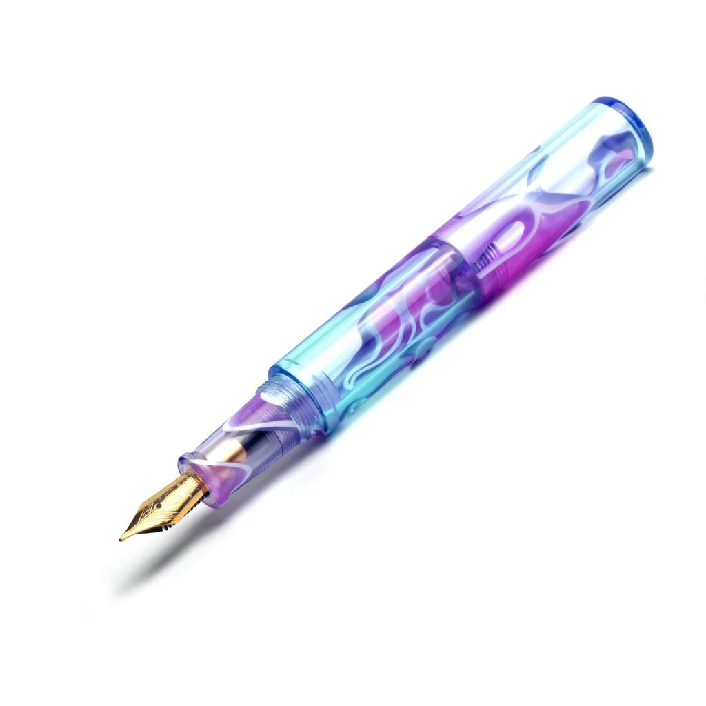 Brush Shop Mini Fountain Pen with Iridium Fine Travel Pocket Short Dropper Ink Bottle Seventy-two Nib, Pen, Size, (Purple/Green)