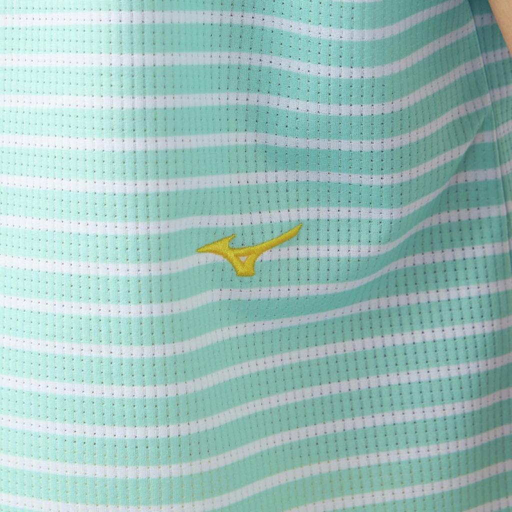 Golf Wear Dry Aero Flow Border Short Sleeve Mock Neck Shirt High 52MAD202 Ladies Mint L [Mizuno] [Women's] Breathability, Sweat-Wicking, Quick-Drying