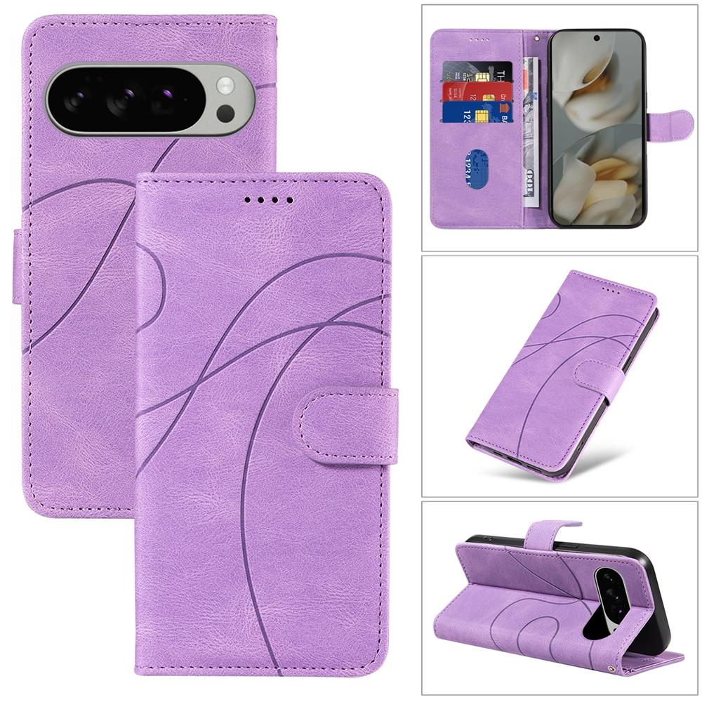 Magnetic Leather Wallet Case for Google Pixel 10 9 9A 8 8A 7 7A 6 6A Pro XL 5G Phone Flip Cover Kickstand Curve Line Shockproof