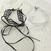 Neue Mode Unifarbene Spitze Blume Band Choker Halsband Schwarz Weiß Halskette Vintage Y2K Choker Kette Halsketten Party Schmuck