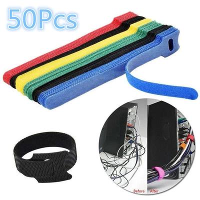 50 szt. Odpinane opaski kablowe Wielokrotnego użytku opaski kablowe Nylonowa pętla Wrap Zip Bundle Opaski kablowe typu T Opaska kablowa