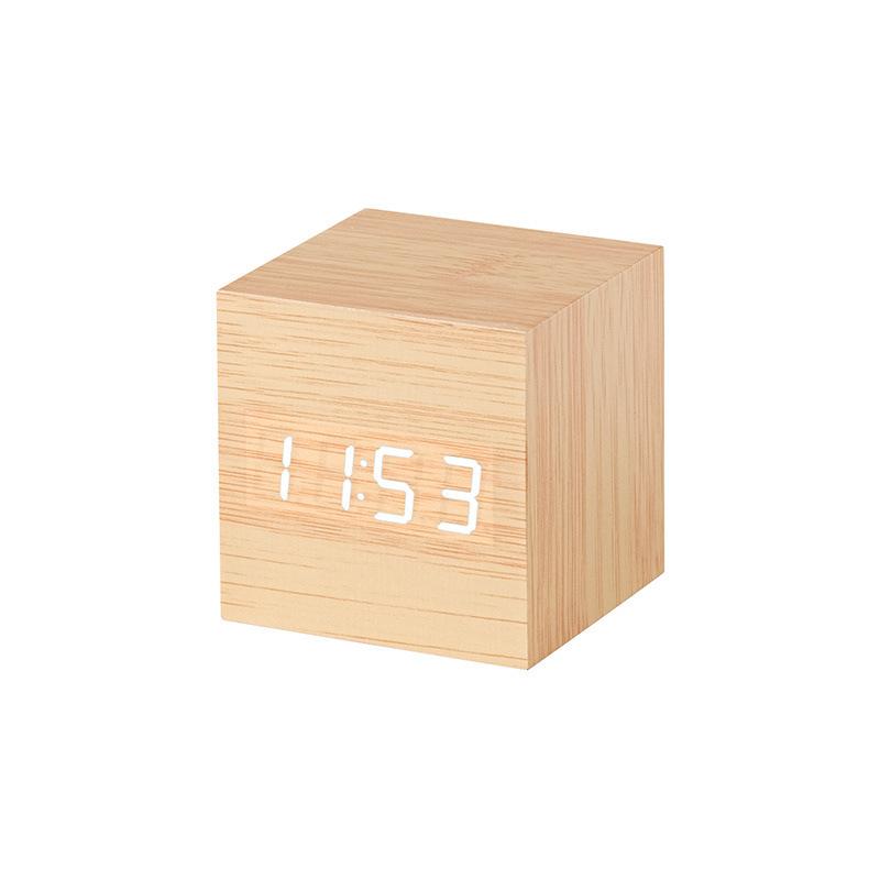 Creative Wooden Alarm Clock Simple Retro Clock Silent Luminous Student Bedside Multifunction Nordic Station Clock Electronic Clock