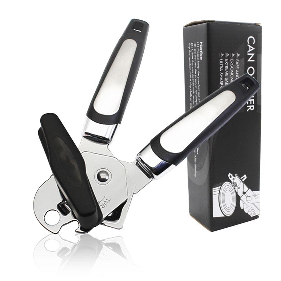 Can Opener Manual, Handheld Strong Heavy Duty Stainless Steel Can Opener, Can Openers with Multifunctional Bottle Opener
