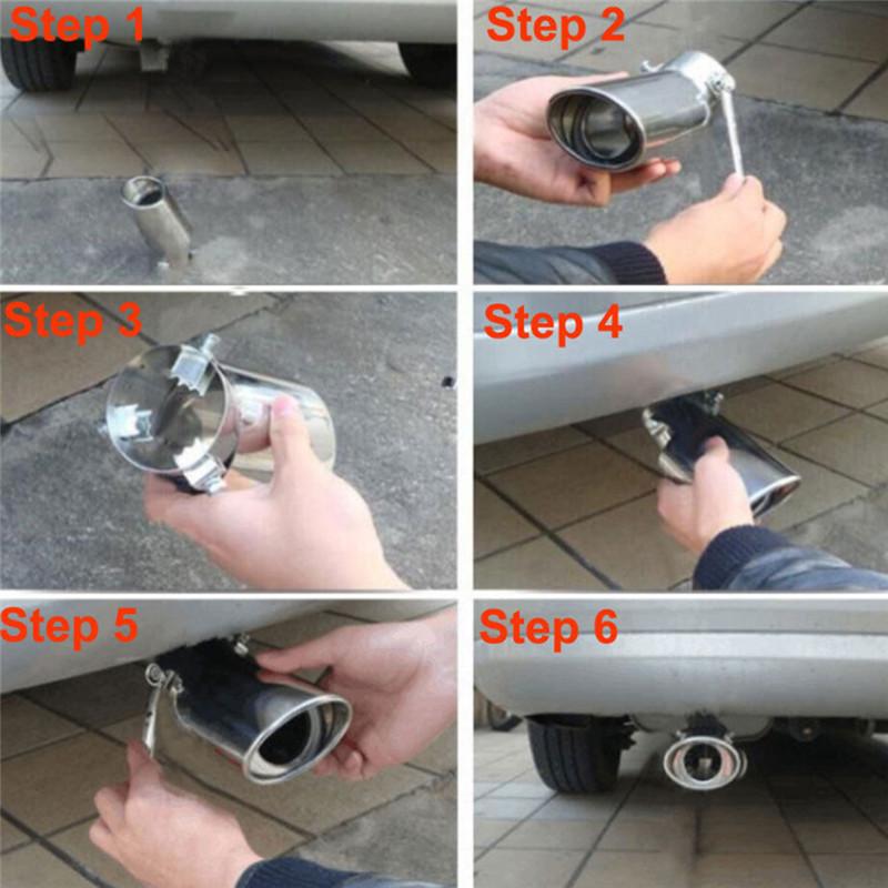 Car Universal Round Bend Stainless Steel Chrome Exhaust Tail Muffler Tip Pipe