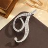 2Pcs  Full  Encrusted Gold And Silver Alphabet Letter Brooches Pins Minimalist Clothing Jewelry Accessory