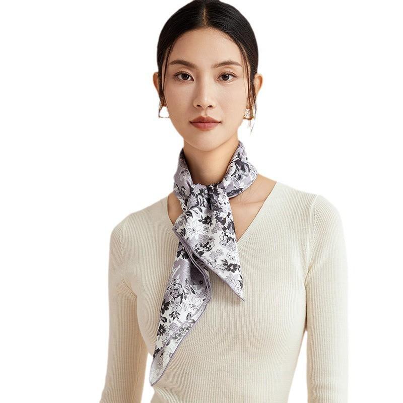 Womens 70cm Silk Square Scarf Fashionable Printed Neckerchief Premium Gift Her