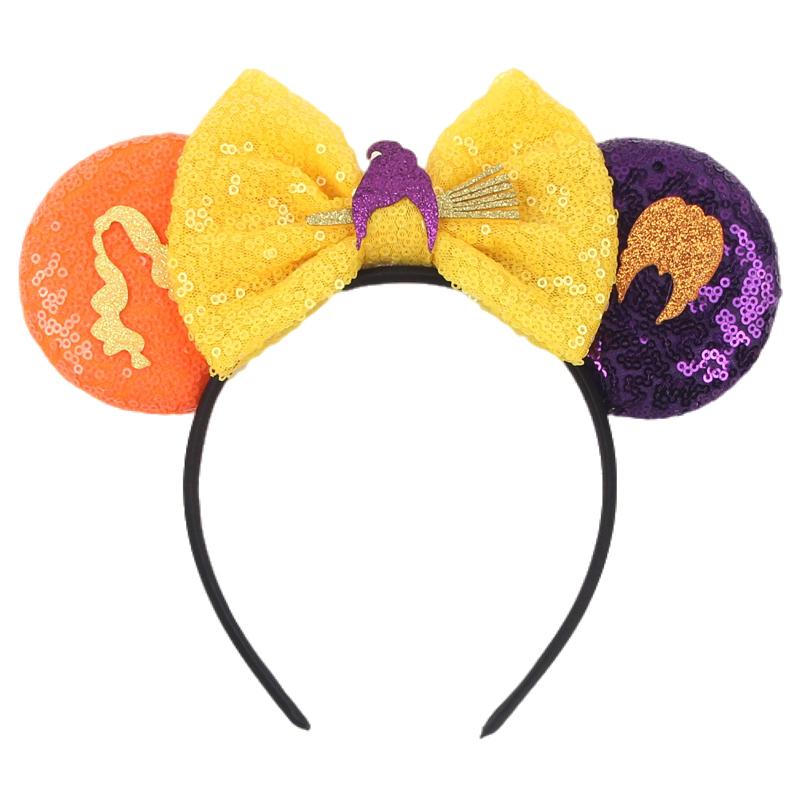 Halloween Mouse Ears Headband Sequins Bow Hairband For Women Featival Party DIY Hair Accessories Boutique