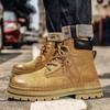 2024 Wear-Resistant Genuine Leather Men's Martin Boots - Warm, Stylish British Workwear for Autumn/Winter