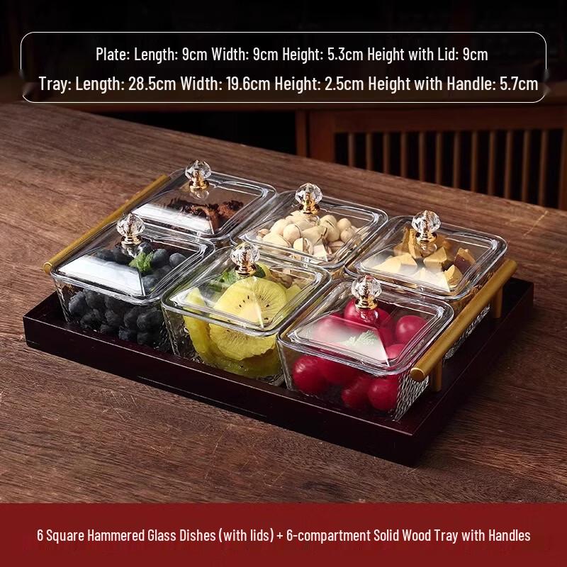 ZISIZ Square 6-Compartment Snack Serving Set