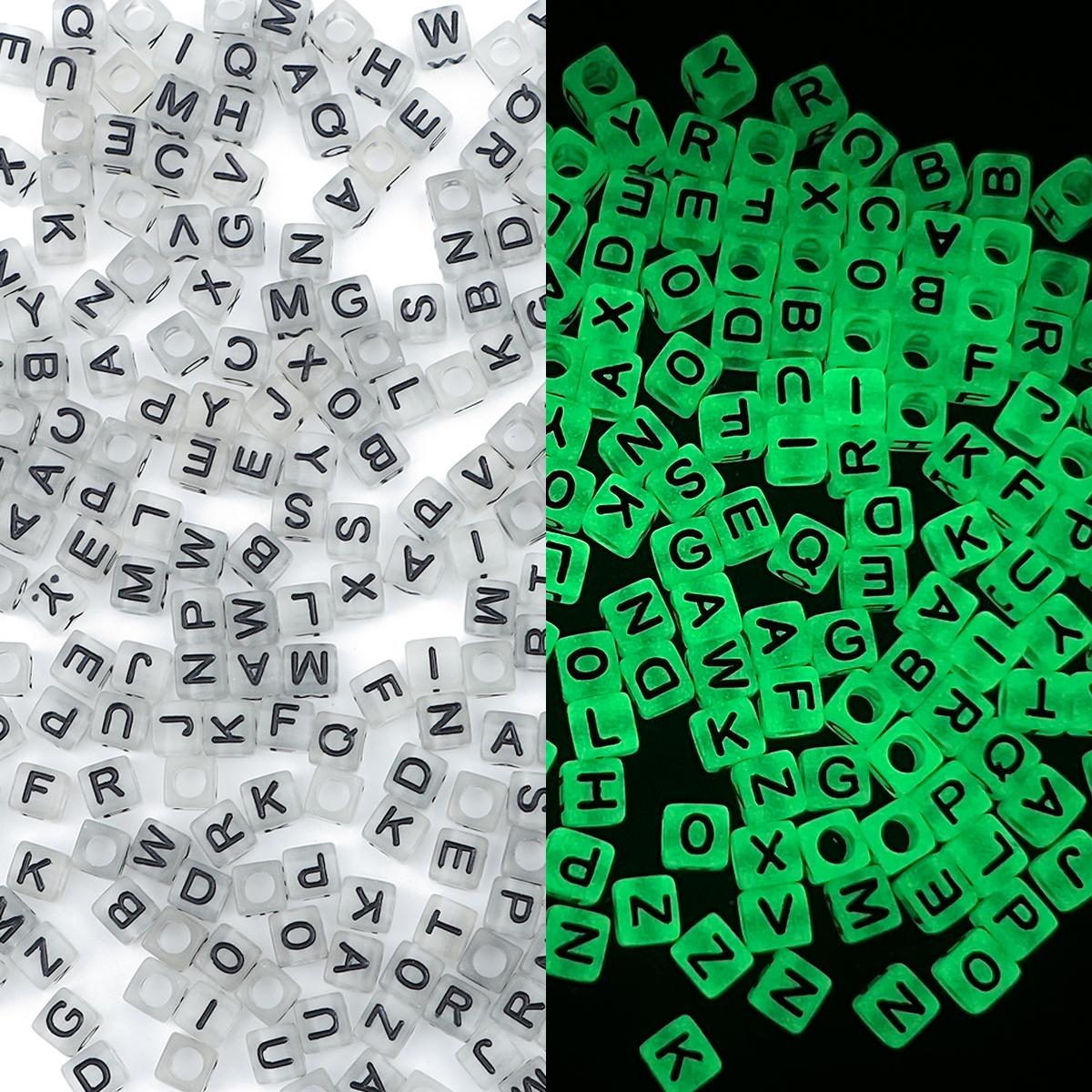 

100 шт. светящиеся бусины с надписью «Любовь» Алфавит акриловые разнесенные бусины для изготовления ювелирных изделий DIY Подвески браслет ожерелье