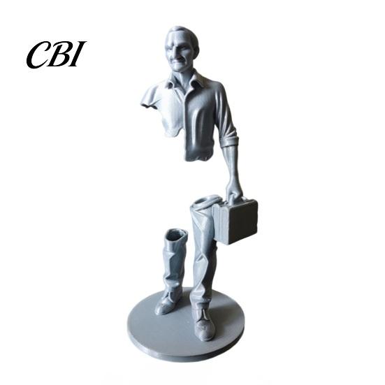 Clothing Folds Sculpture 3D Printed Working Person Figurine with Briefcase, Modern Abstract Art Ornament Small Business Gift for Desktop Bookshelf