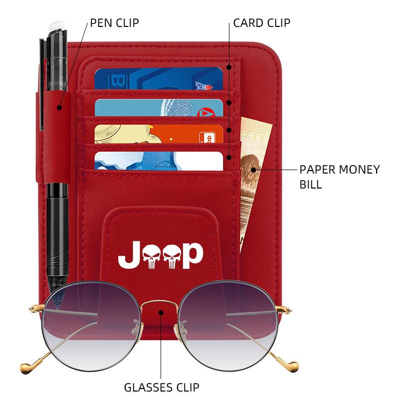 JOT2 Car Sun Visor Organizer Multi-Pocket Card Glasses Storage Holder for Jeep CHEROKEE LIBERTY COMPASS PATRIOT car accessories