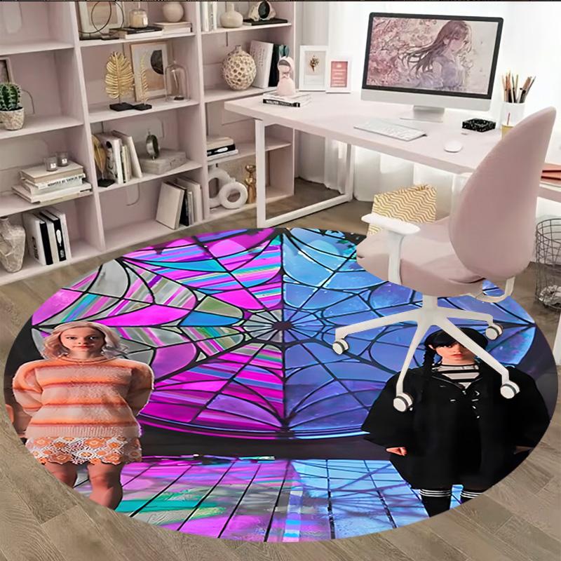 1pc Addams Family Wednesday5 Print Round Carpet Chair Round Carpet Suitable for Bedroom Living Room Home Decorative Carpet