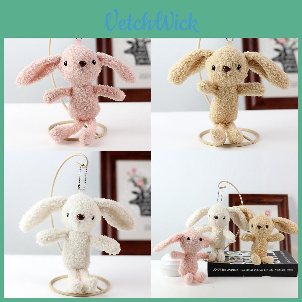  Porte-clés Lapin en Peluche Adorable Poupée Lapin en Fourrure d'Ours Douce Pour Sac à Dos Filles