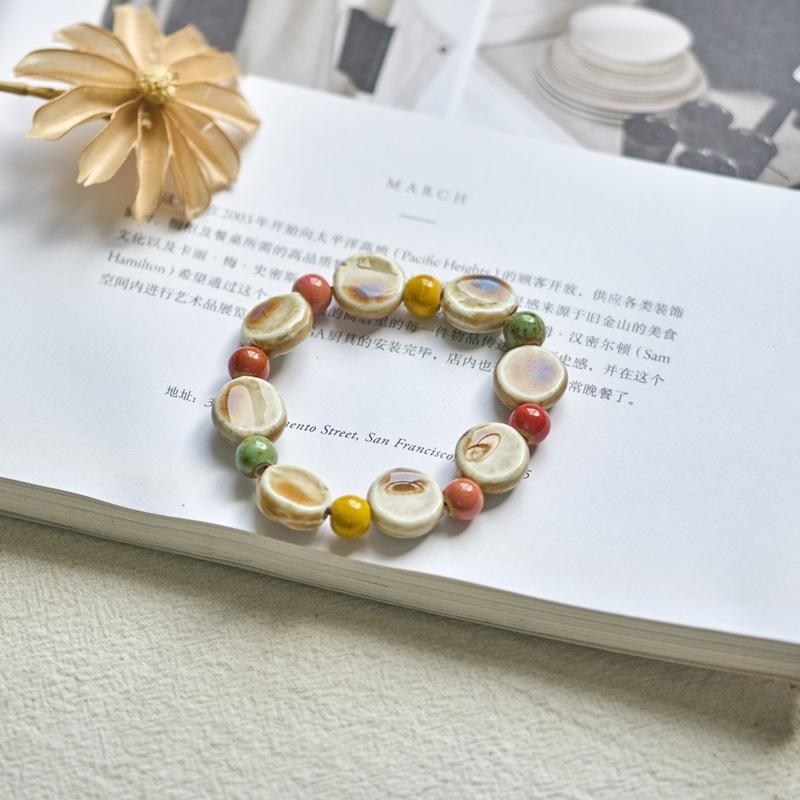 Jingdezhen Ceramic Bracelet Jewelry Ten Yuan Three Strings Niche National Style Cultural Play Ethnic Style Bracelet Wholesale