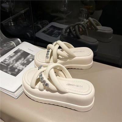 Oberbekleidung 2025 Sommer erhöhte dicksohlige Muffin-Slipper weiblich Sommer neu Oberbekleidung Feenwind coole Slipper lässig und modisch