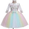 Weileenice Rainbow Size Dress with Embroidered Floral Tulle Rainbow Formal Wear for and Parties Children's Dress, 140, White, Girls' Sleeves, Lace,