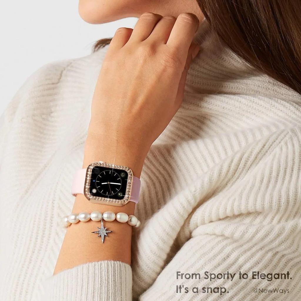 Diamond Case For Apple watch 40mm 41mm 44mm45mm 42mm 38 Accessories Bling Bumper Protector Cover iWatch series 3 4 5 6 7 se 8 9