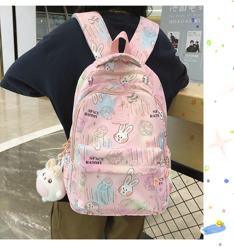 2023 New Cartoon Printed Backpack For Girls Korean Version Cute And Lightweight Nylon Material Breathable And Durable School Shoulder Bag