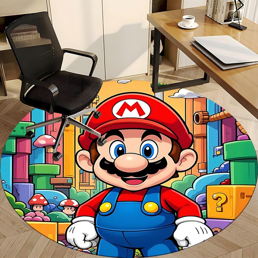 1pc Mario Adventure Office Round Area Rug, Under Office Chairs Bedroom Living Room Home Decor a0926184