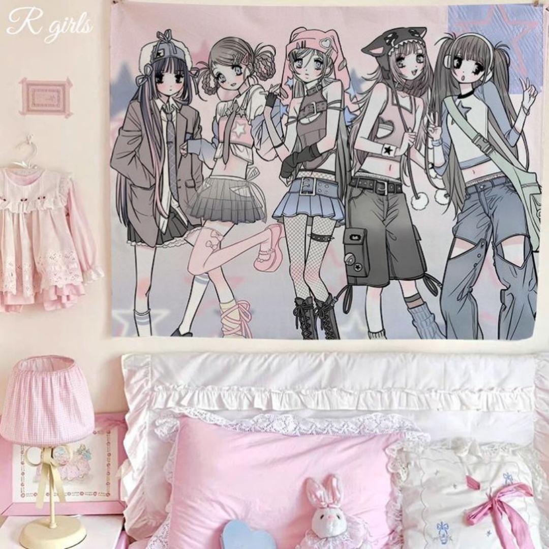 

Sweet cool girl hanging cloth cute beautiful girl background cloth dormitory bedroom decorative cloth living room tapestry 74x94cm(29x37in)