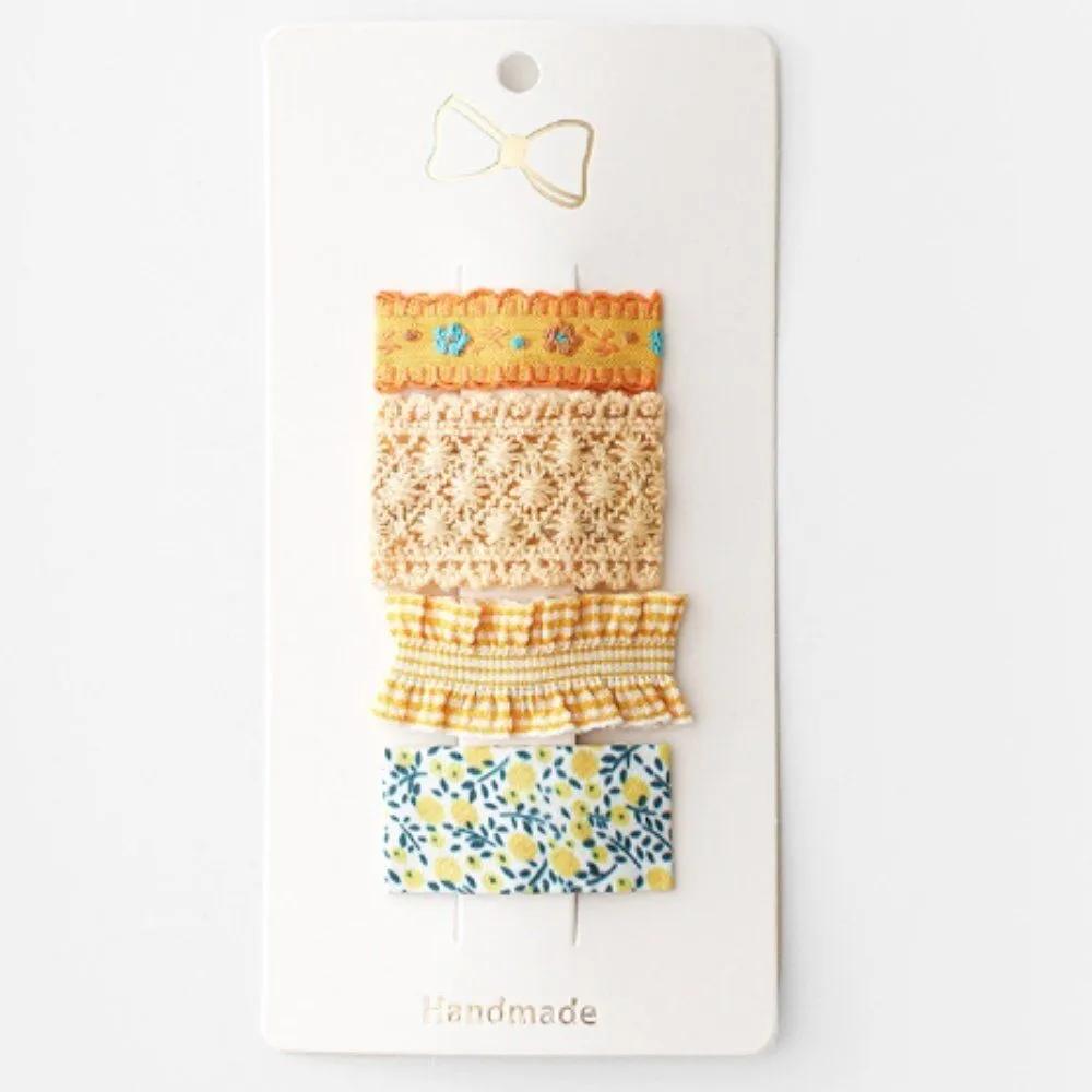 Girls Daycare Fabric Snap Hair Clips Toddler Daily Square Hair Clips 4p