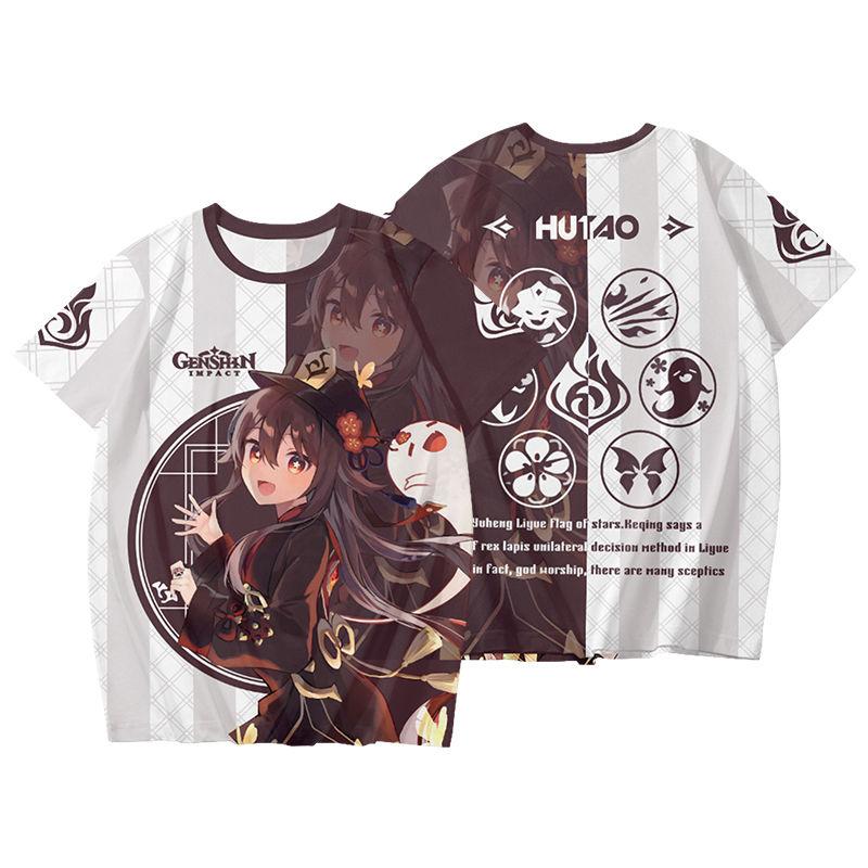 2026 New Hu Tao T-shirt Game Genshin Impact Cosplay 3D Men's T Shirt Summer Fashion Cool Daily Short Sleeve Tee Harajuku Y2k Top