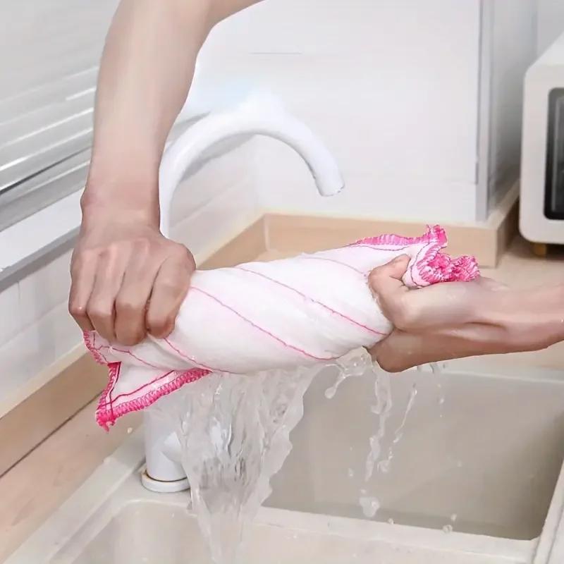 Reusable 5-Layer Full Yarn Cotton Microfiber Kitchen Cloth 25x25cm Super Absorbent Anti-Oil Degreasing Easy Cleaning Dish Towel
