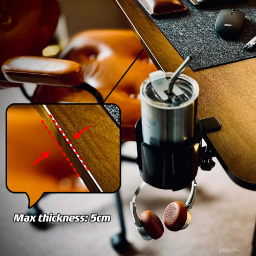 Bitze ??Luxury 2-in-1 Drink Cup Holder, Desk Cup Holder, Multifunctional Storage Rack for Computer Desks, and Earphone Holder (Coffee Color)