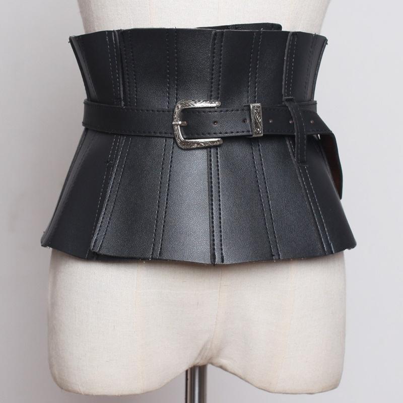 Стильный корректирующий пояс-корсет с воланами, регулируемый корсет для женщин, утягивающий широкий эластичный пояс на талию one size чёрный