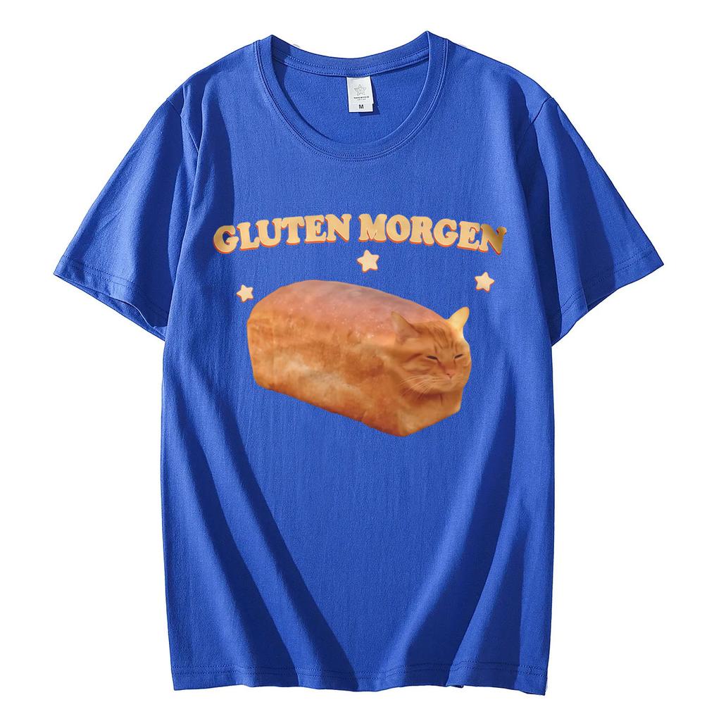 Gluten Morgen Divertente Gatto Meme Maglietta Alta Qualità Moda Magliette Oversize Uomo Donna Cotone Manica Corta Maglietta