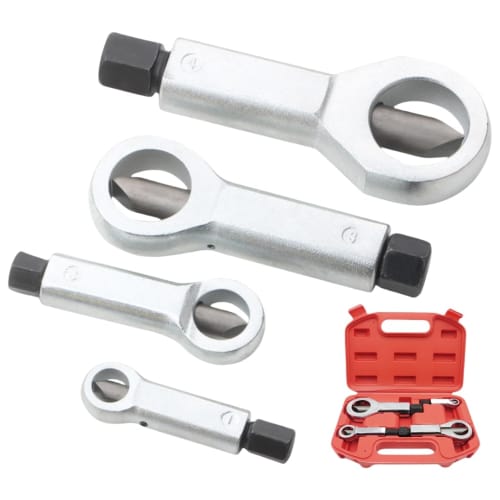 

LOOKGOU Nut Cutter, Nut Splitter, and Nut Breaker Set (4 Pieces) for 9-27mm Nuts, Stuck Nuts, Rusty Nuts, and Bolt Removal, DIY Maintenance Tools