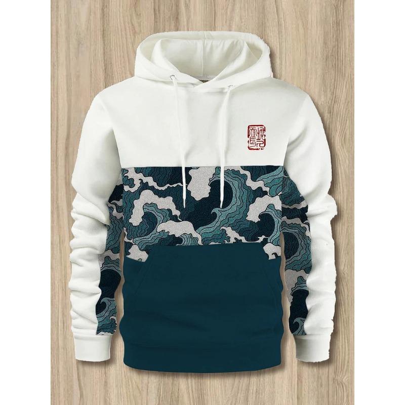 Zábavná japonská harajuku móda pánská mikina ležérní Y2k mikina pánská podzimní a zimní vzor mořské velryby sportovní mikina