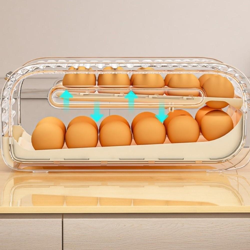 Kunststoff Automatischer Rollender Eierhalter Transparent Eier Aufbewahrungsregale Eierbehälter Kühlschrank
