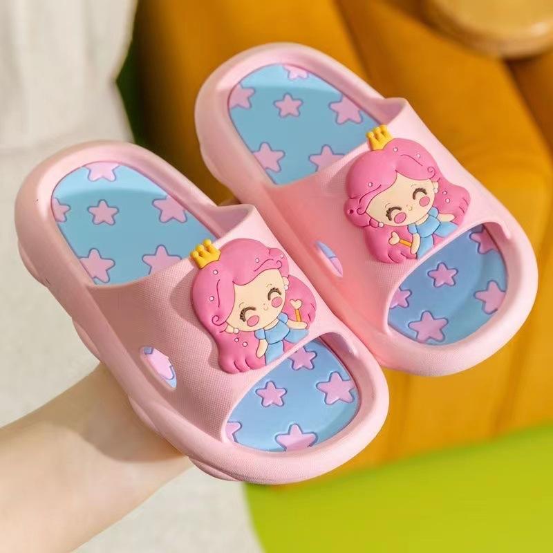 Children Slippers Summer Cartoon Cute Leisure Sandals Slippers Boy Girl Indoor Shower Non-slip Kids Walking Soft Bottom Slippers 26-27