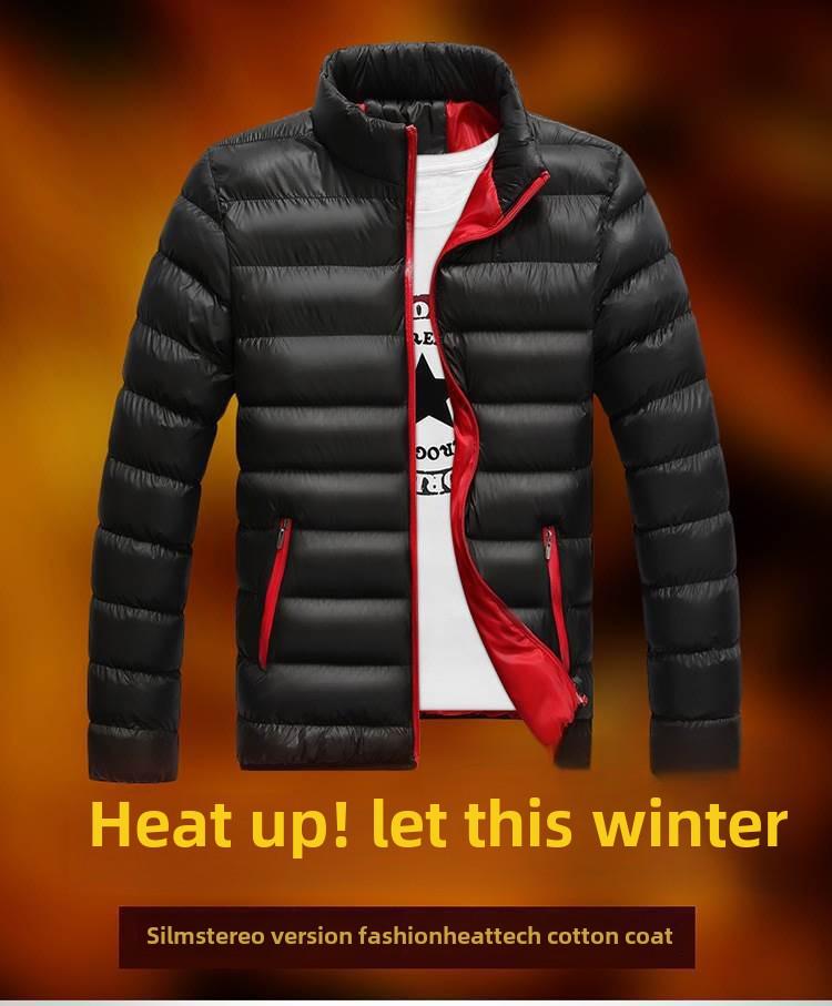 Geacă Militară Groasă cu Pene pentru Bărbați, Guler Înalt, Căldură de Iarnă