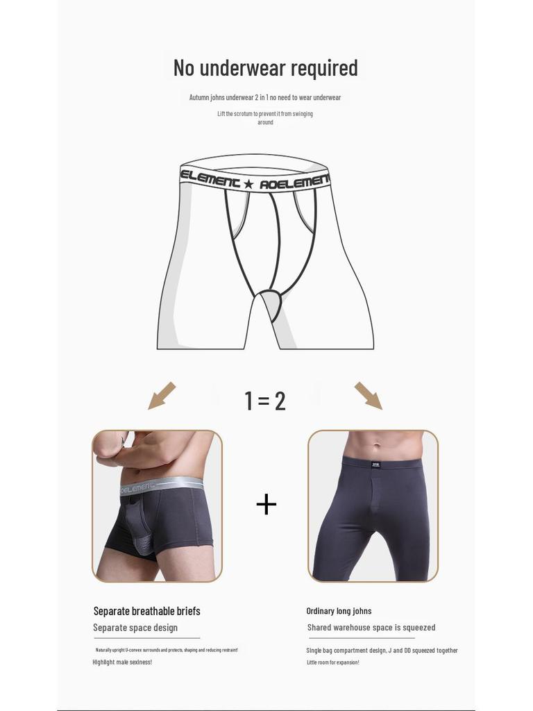 Men's Bullet-Style Thermal Leggings - Autumn/Winter, Thin Fit, Middle-Aged & Young, Single-Piece