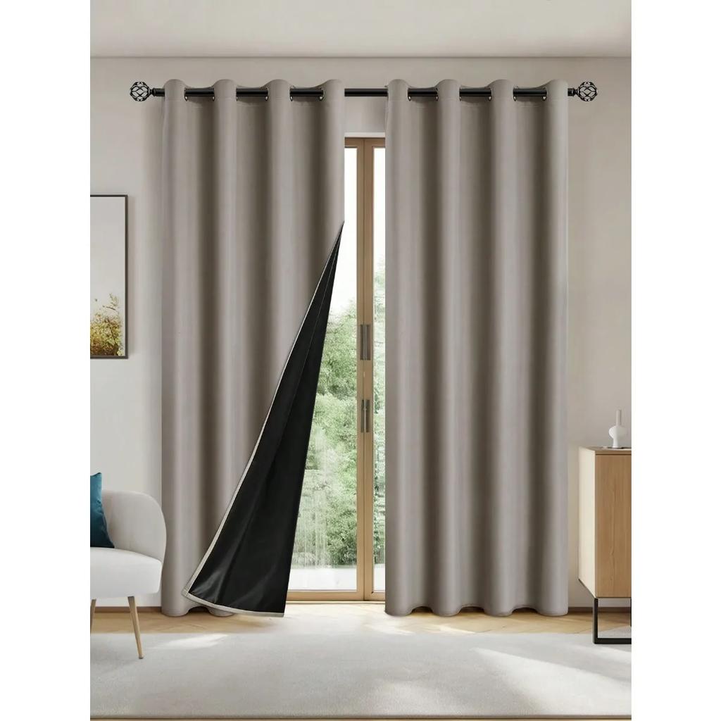 2pcs Blackout Curtains with Coated Insulated Lining, Suitable for Living Room, Bedroom, Kitchen, Home Decor, Room Decoration