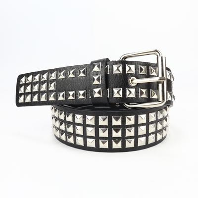 Punk Belt Women'S Square Beads Metal Rivets Pyramid Decoration Men'S And Women'S Pu Belt Hip Hop Jeans Belt