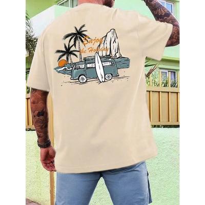 Genießen Sie einen Sommerstrandurlaub Herren-T-Shirts Lockere T-Shirts Baumwolle Atmungsaktives T-Shirt Übergroße Oberteile Weiche Qualität Marken-Tees