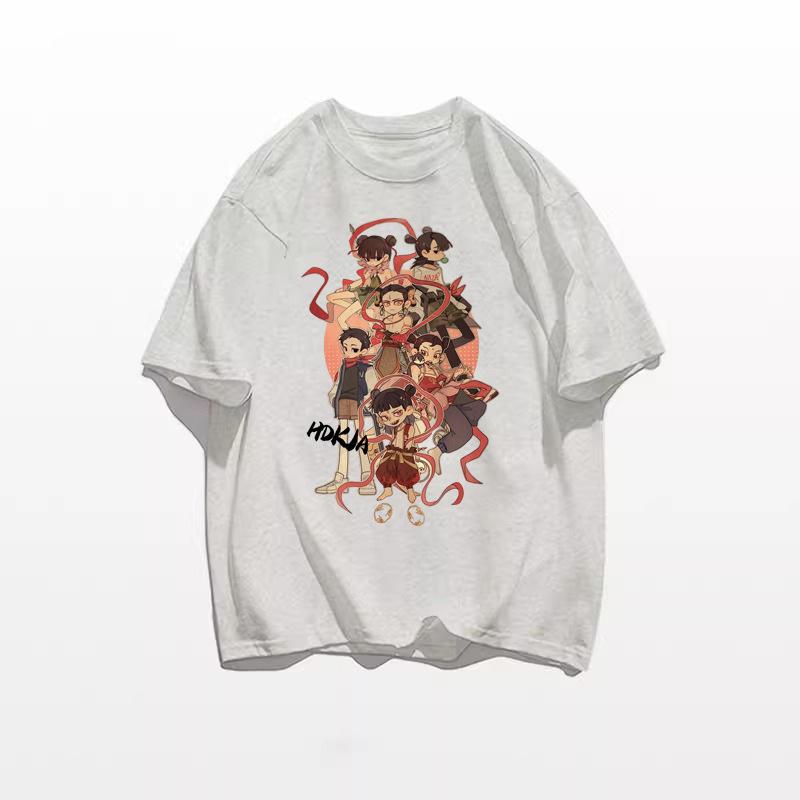American cute cartoon Nezha short-sleeved t-shirt women s and men s loose new student age-reducing summer cotton top m[high quality]